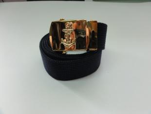 BLUE canvas strap belt with navy anchor buckle