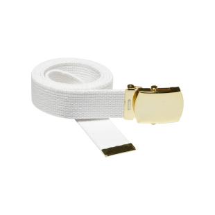 White belt canvas strap single buckle Gold