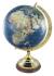 Globe bleu foncé, avec support en laiton/bois, H: 47cm, Ø: 30cm